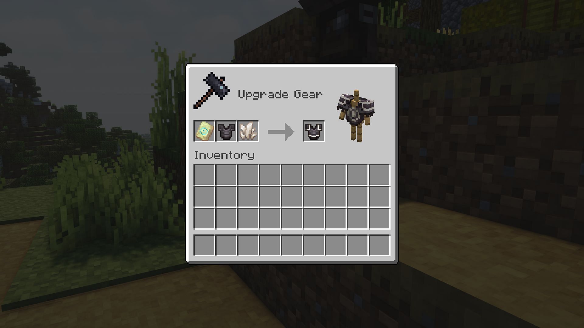 Applying an armor trim template to a netherite chestplate (Image via Mojang)