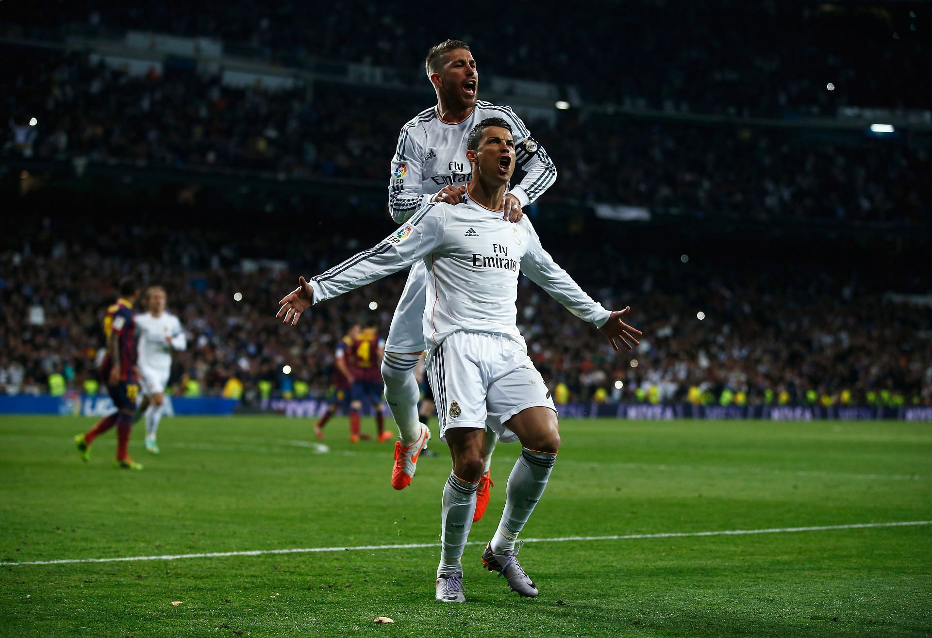 Cristiano Ronaldo and Sergio Ramos - Real Madrid CF v FC Barcelona - La Liga