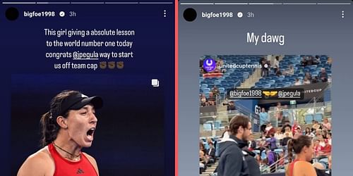 Frances Tiafoe heaped praise on Jessica Pegula on his Instagram story.