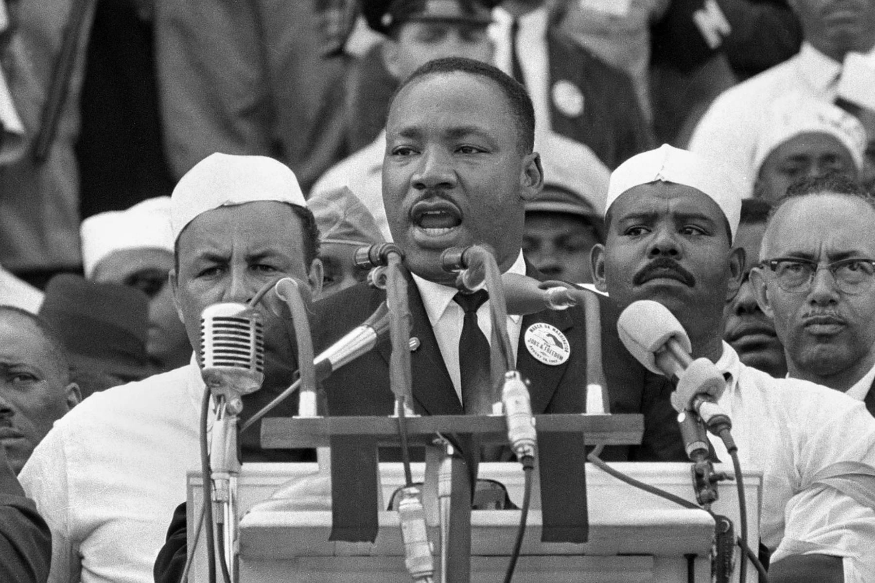 Dr. King during his &quot;I have a dream&quot; speech at the March on Washington in August 1963. (Image via Britannica)