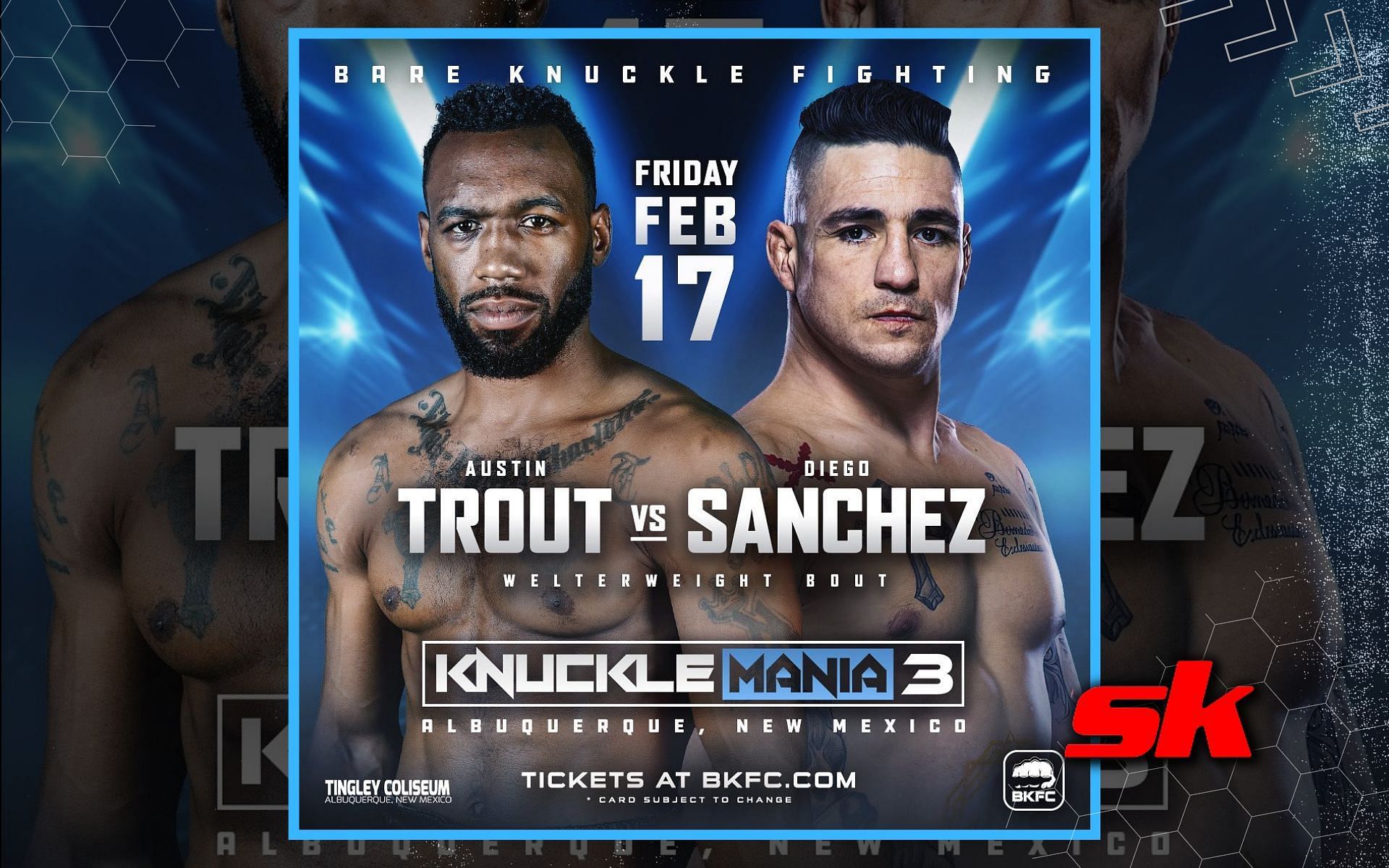 UFC Hall-of-Famer Diego Sanchez cleared to make his BKFC debut against professional boxer Austin Trout. [Image credits: @bareknucklefc on Instagram]