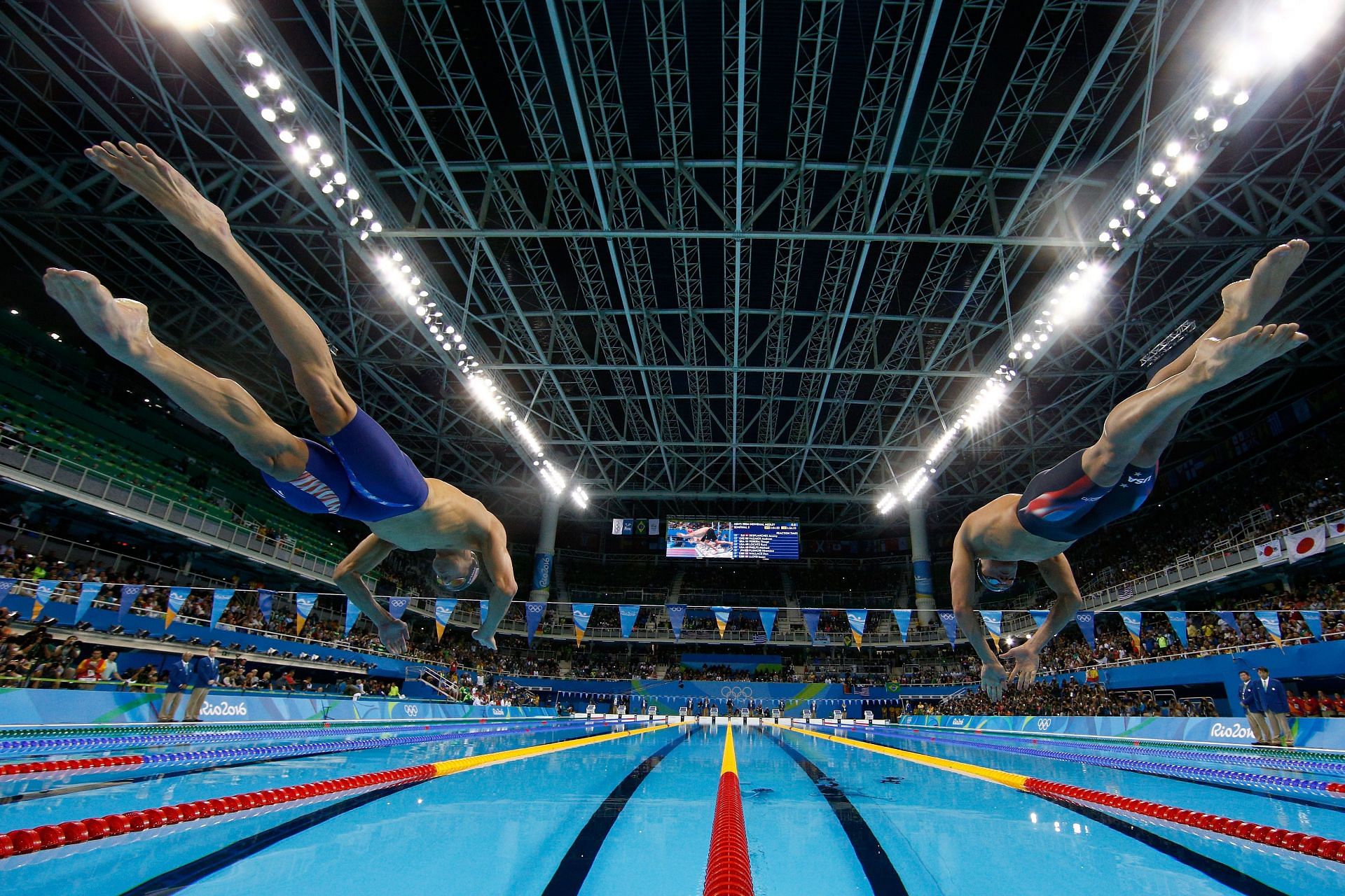 Michael Phelps and Ryan Lochte of the United States compete in the second Semifinal of the Men&#039;s 200m Individual Medley on Day 5 of the Rio 2016 Olympic Games at the Olympic Aquatics Stadium on August 10, 2016 in Rio de Janeiro, Brazil. (Photo by Al Bello/Getty Images)