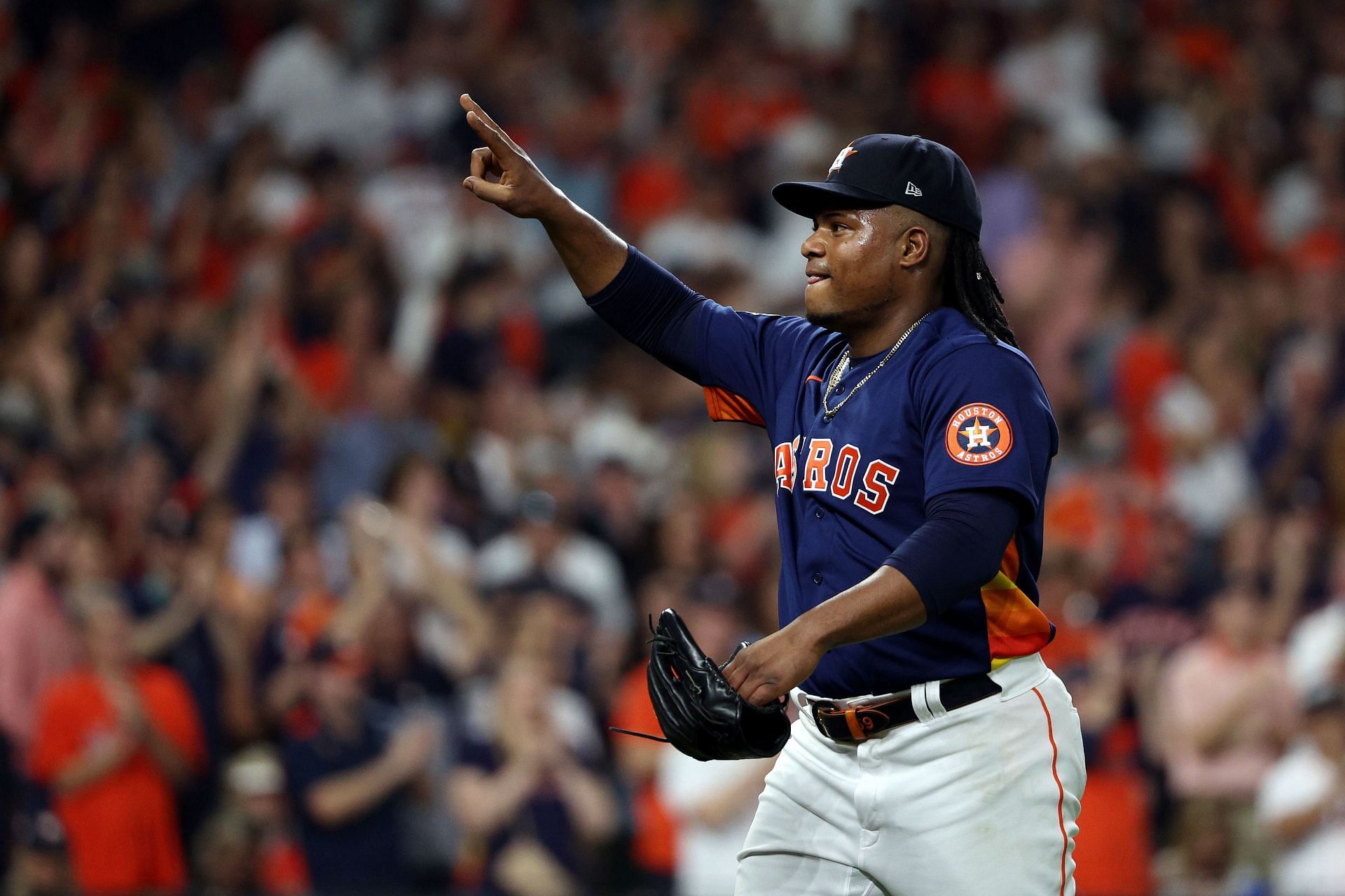 Houston Astros pitchers Framber Valdez, Luis Garcia, Cristian