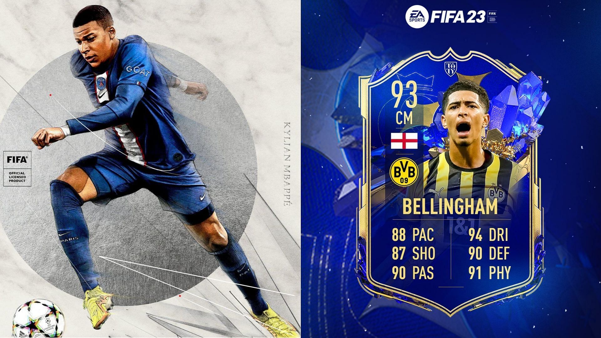 Bellingham has made huge performances in 2022 (Images via EA Sports, Twitter/FUT Sheriff)