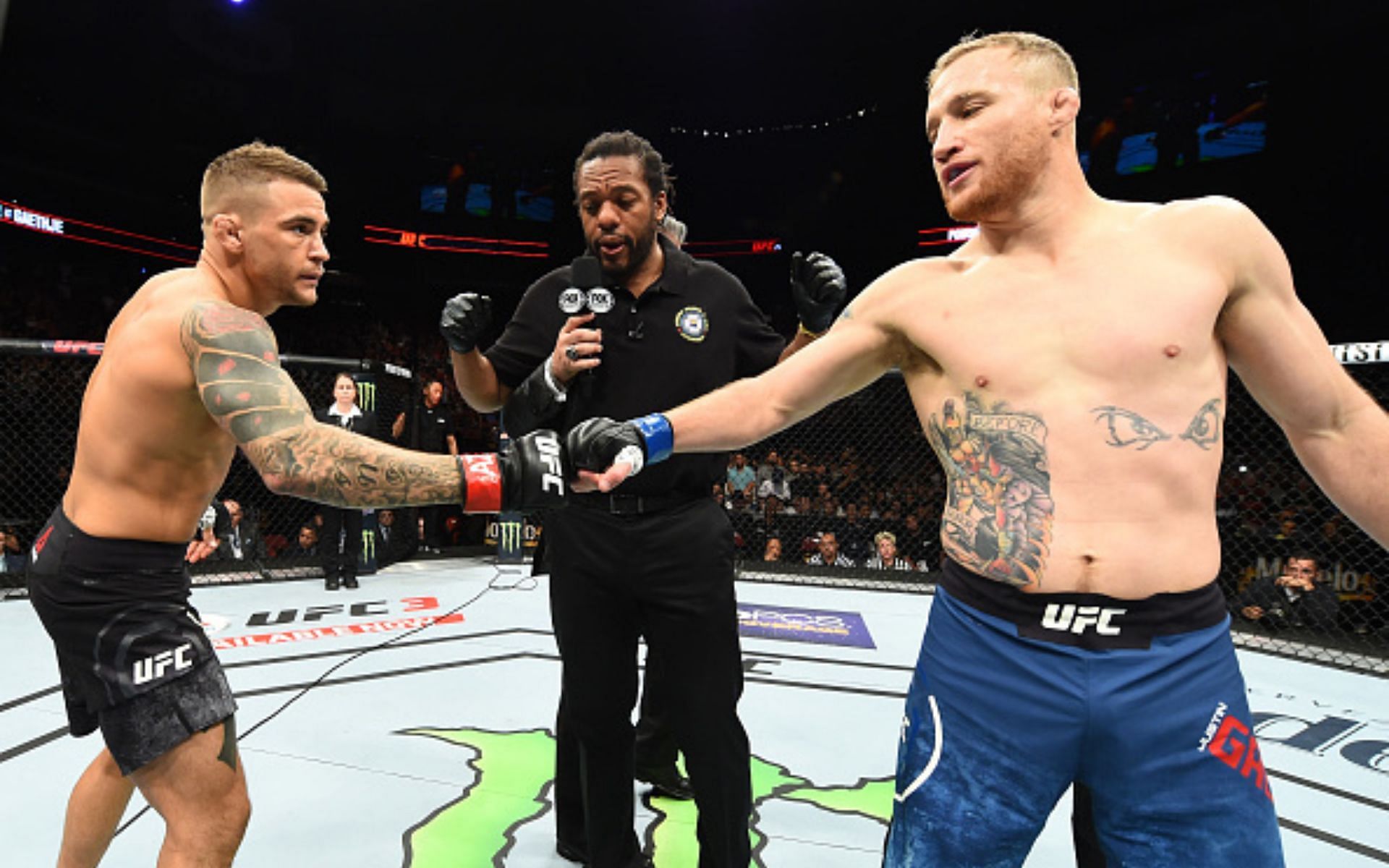Dustin Poirier and Justin Gaethje ahead of their 2018 fight