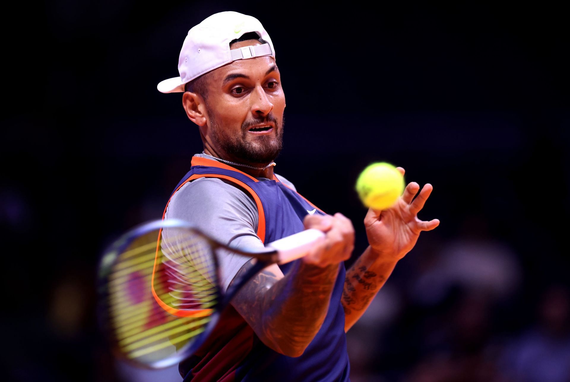 Nick Kyrgios in action at the World Tennis League