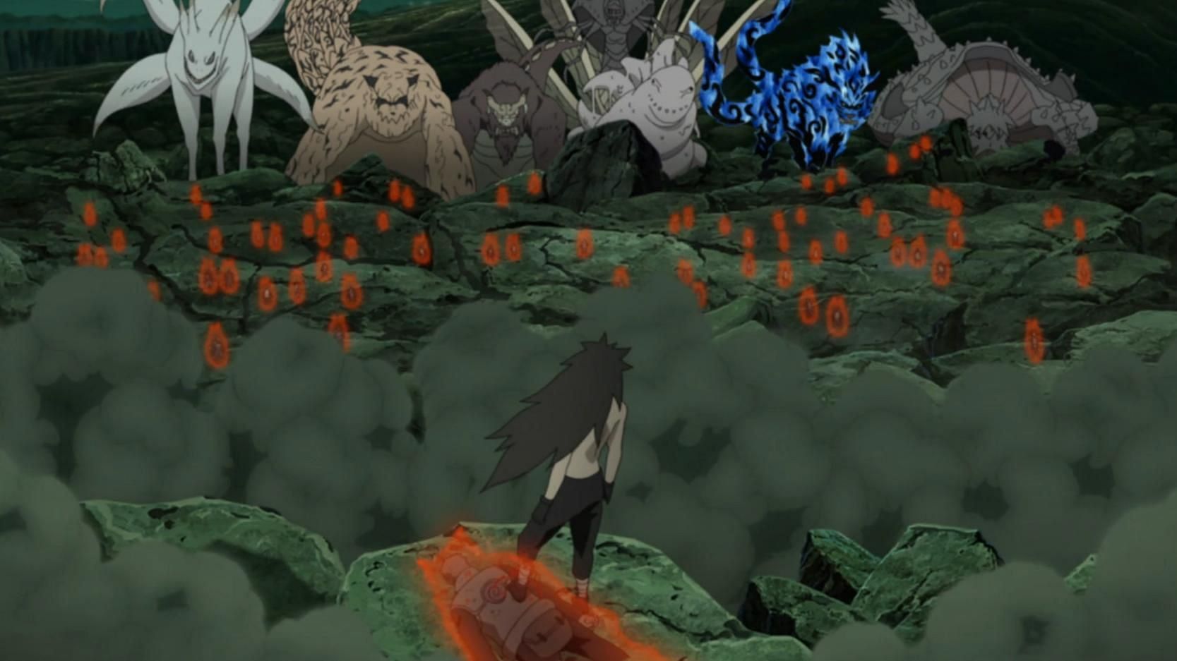 Madara faces off against the Tailed Beasts (Image via Pierrot Studios)