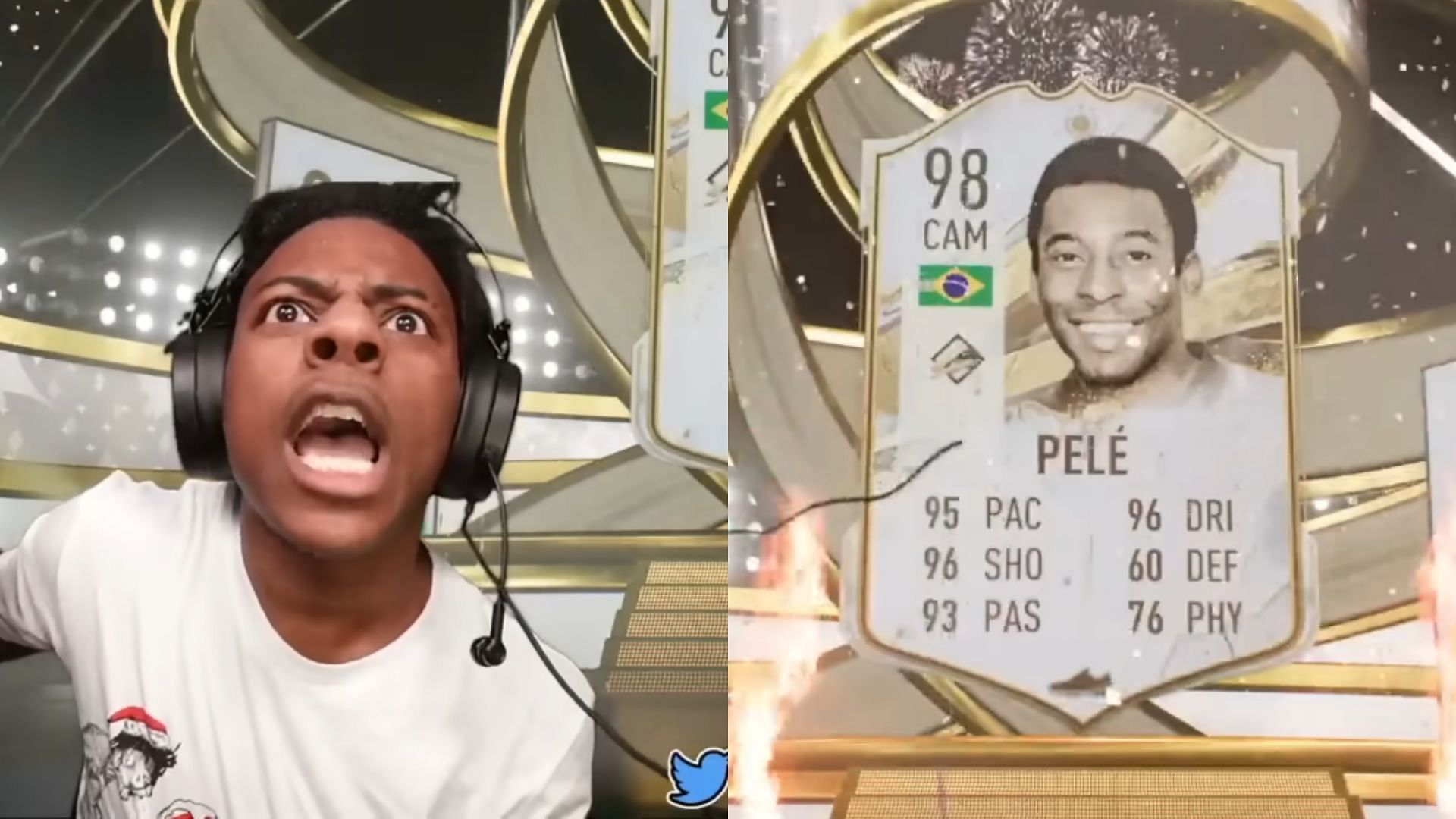 IShowSpeed reacts after packing Pele in FIFA 23 (Image via YouTube)