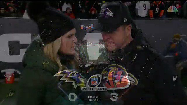 John Harbaugh did not enjoy his in-game interview with NBC