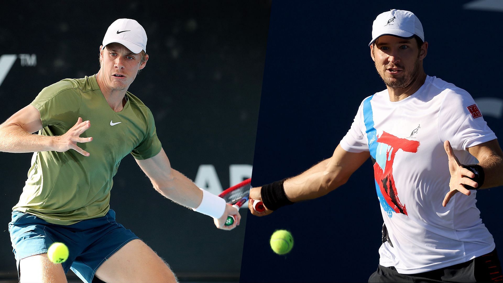 Denis Shapovalov (L) and Dusan Lajovic.