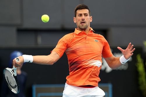 Novak Djokovic in action at the Adelaide International 1