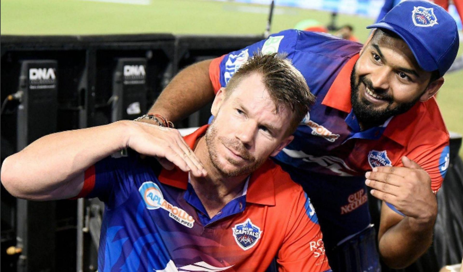 David Warner with Rishabh Pant during IPL 2022.