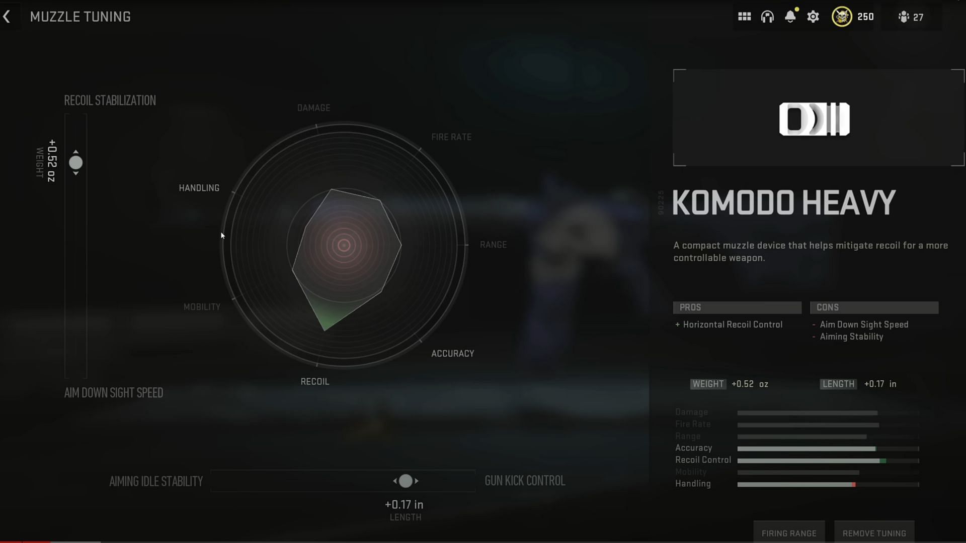 Komodo Heavy muzzle tuning (Image via Activision and YouTube/Metaphor)