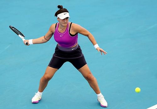 Bianca Andreescu competes against Garbine Muguruza at the 2023 Adelaide International 1