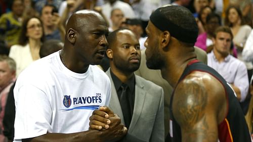 Michael Jordan and LeBron James in the 2014 NBA Playoffs