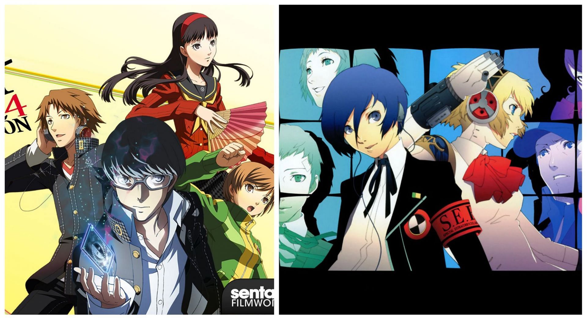 Persona 4 and 3&#039;s anime side by side (Image via Sportskeeda)