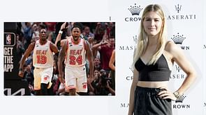 Eugenie Bouchard catches Miami Heat in action at NBA Rivals Week