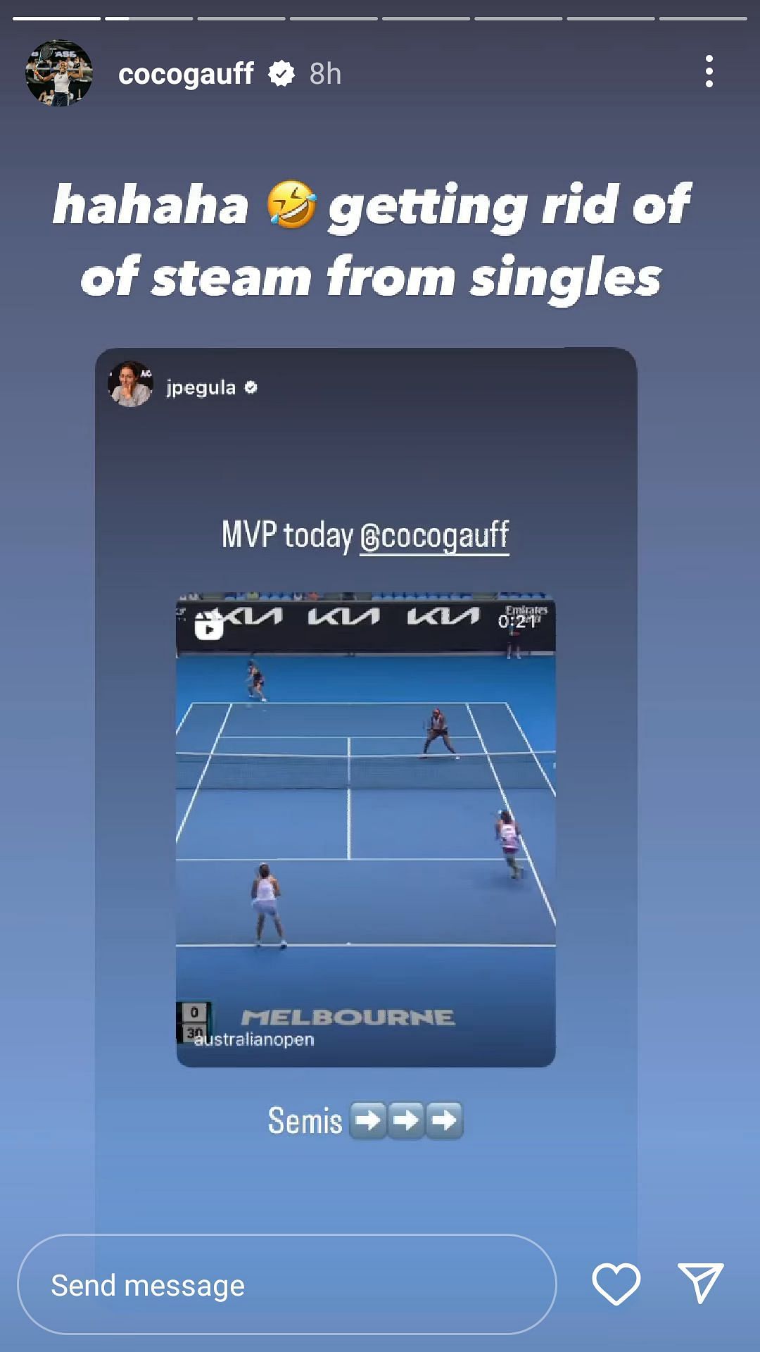 The tennis players on Instagram