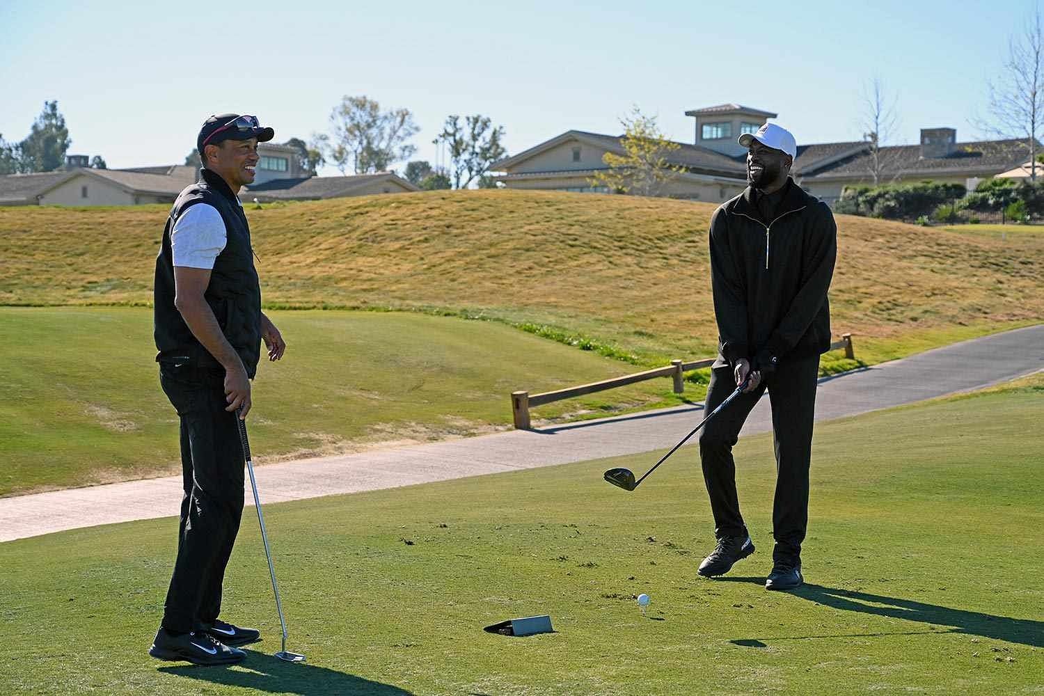 Tiger Woods and Dwyane Wade during the episode of  &quot;A Round With Tiger.&quot;(Image Via Golf Digest)