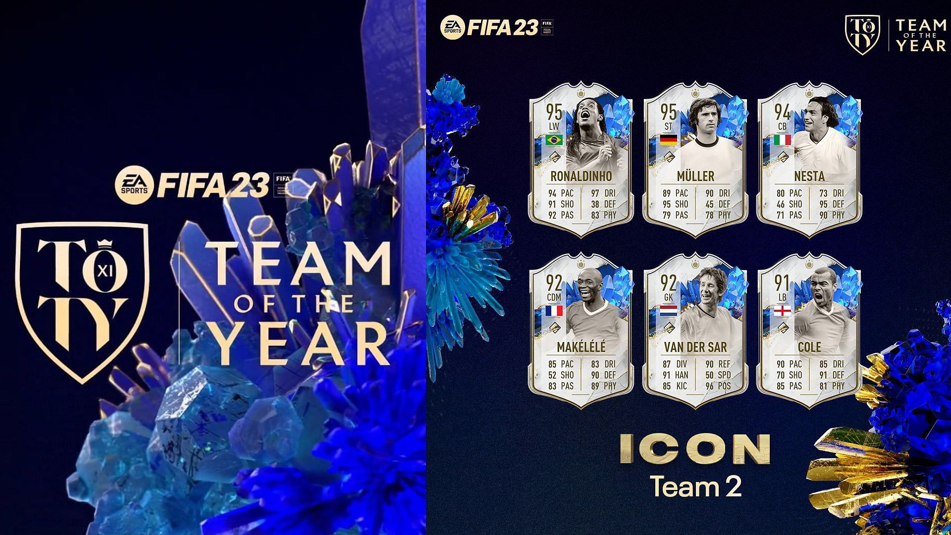 TOTY Icon Team 2 revealed in FIFA 23 (Image via EA Sports FIFA)