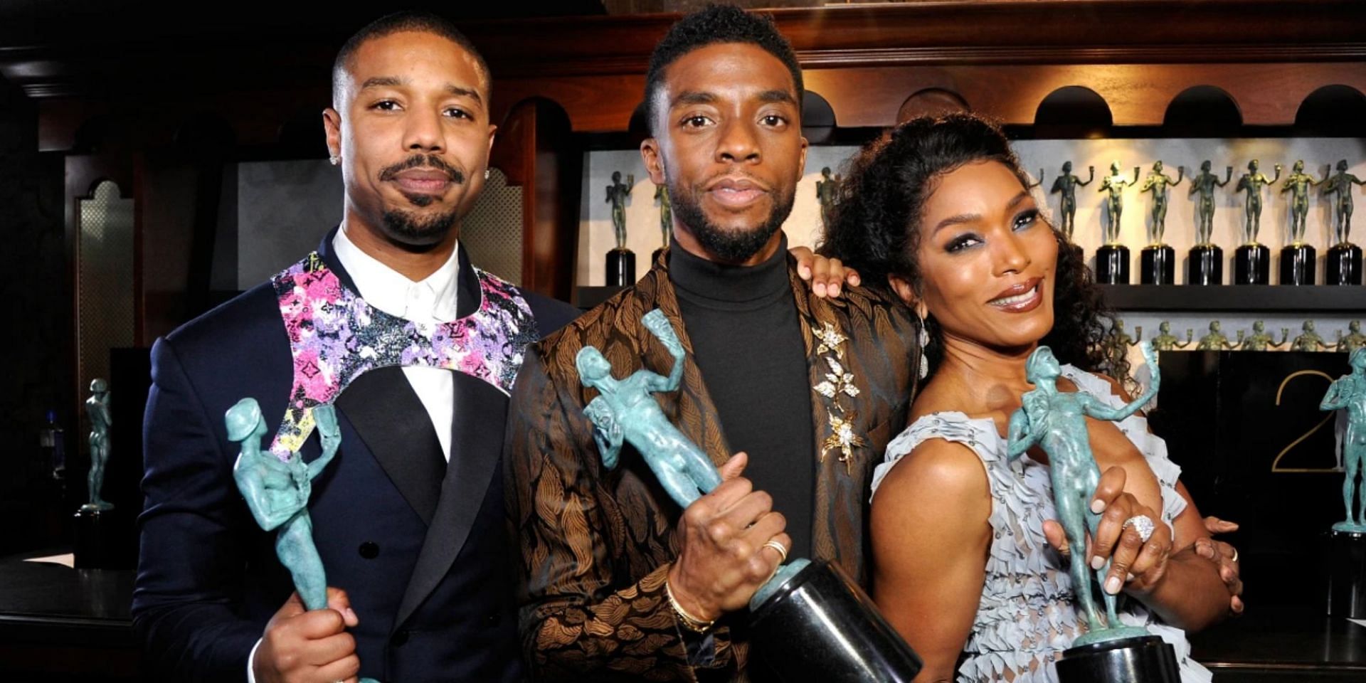 Michael B. Jordan, Chadwick Boseman, and Angela Bassett (Image via Getty Images)