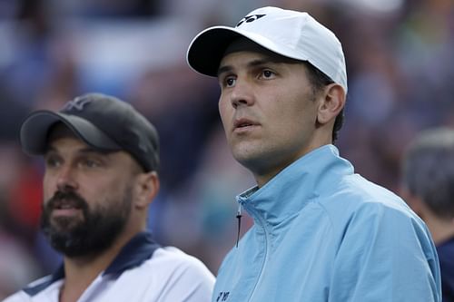 Stefano Vukov during Elena Rybakina's match at the 2023 Australian Open.