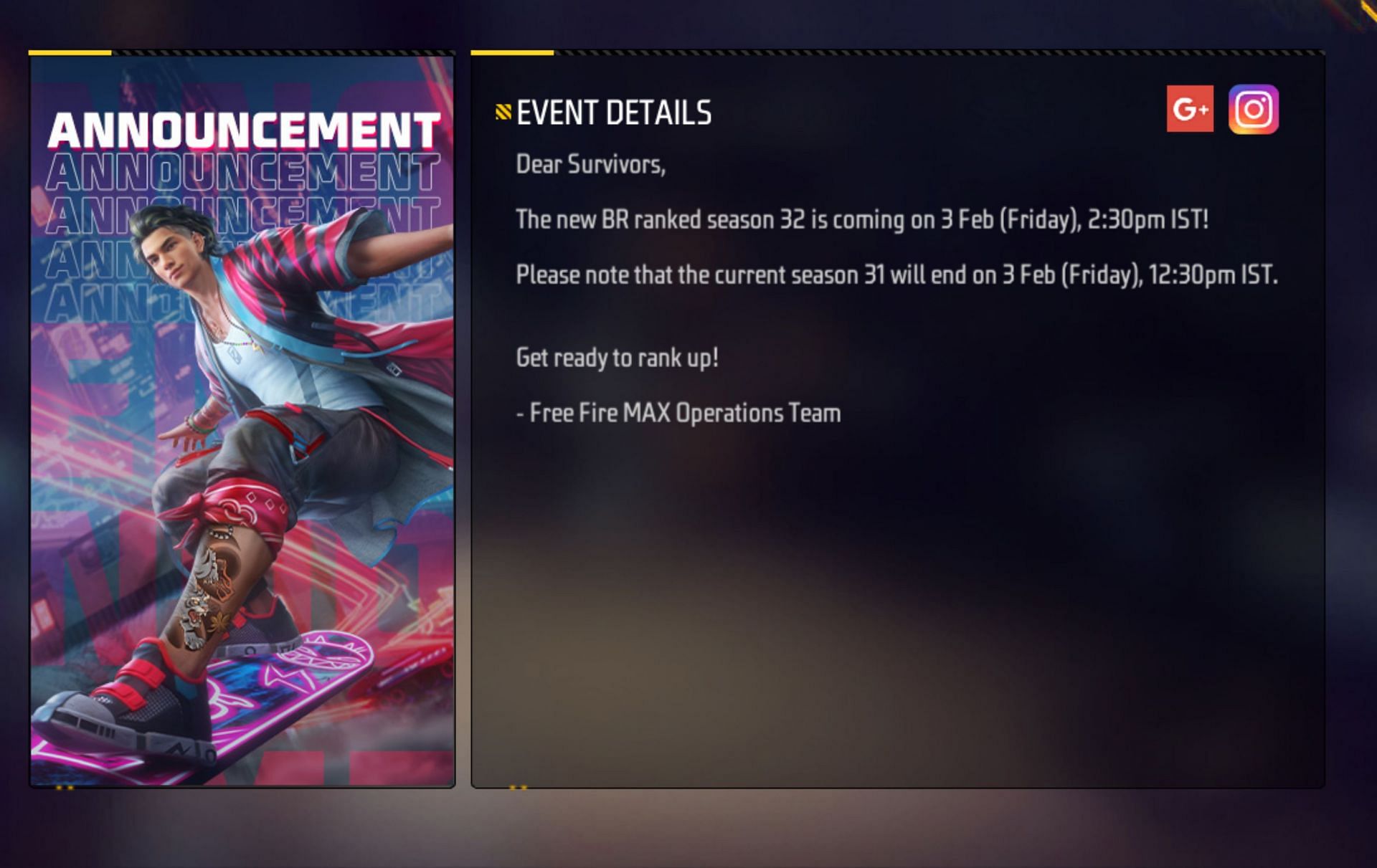 Season 32&#039;s start date and time have been announced (Image via Garena)