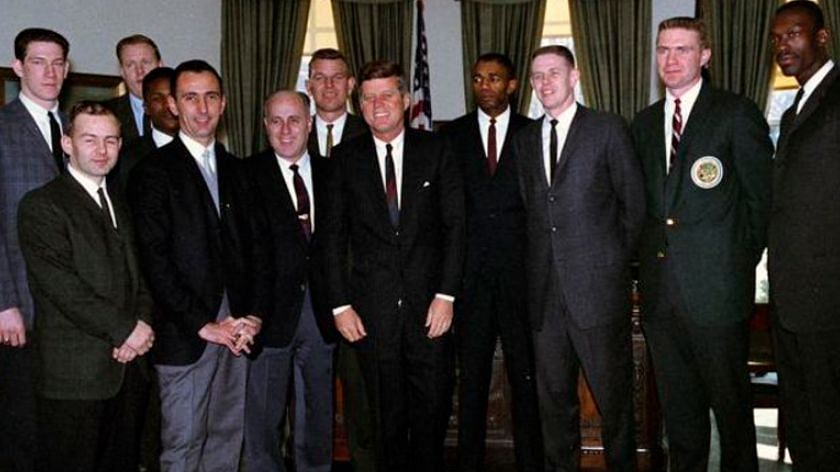 Boston Celtics visits the White House 1963