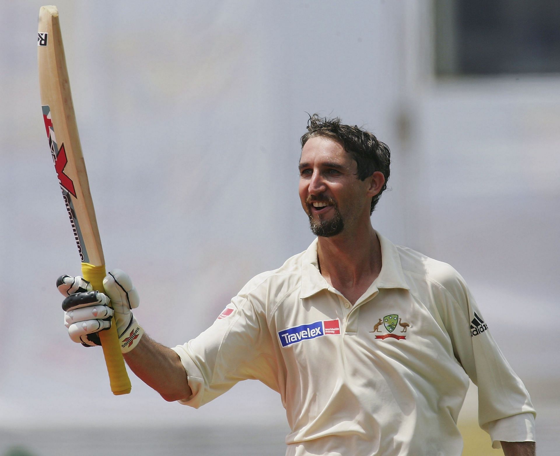 Jason Gillespie celebrates his double century. Pic: Getty Images