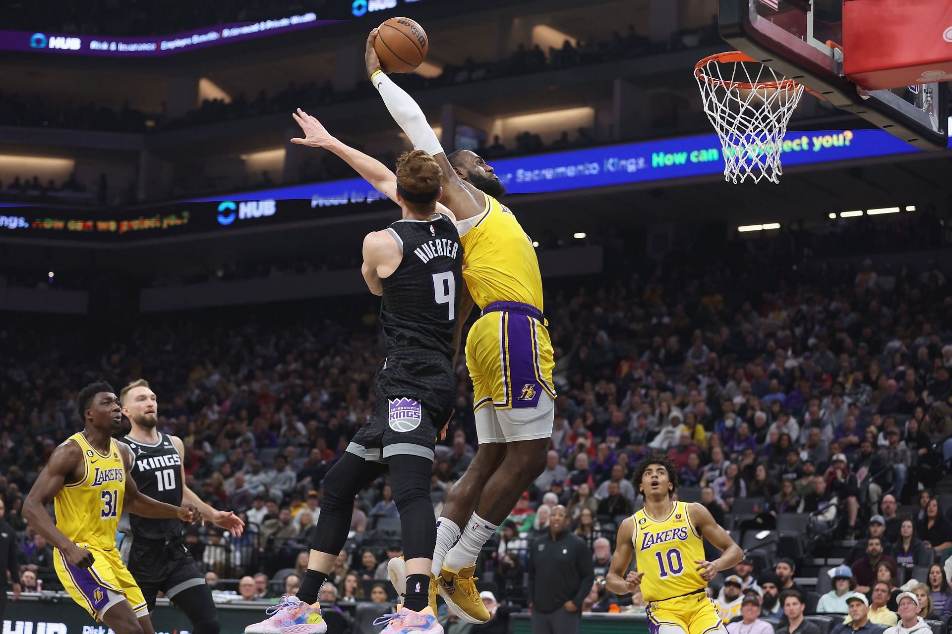 LeBron James&#039; first NBA game was against the Kings (Image via Getty Images)