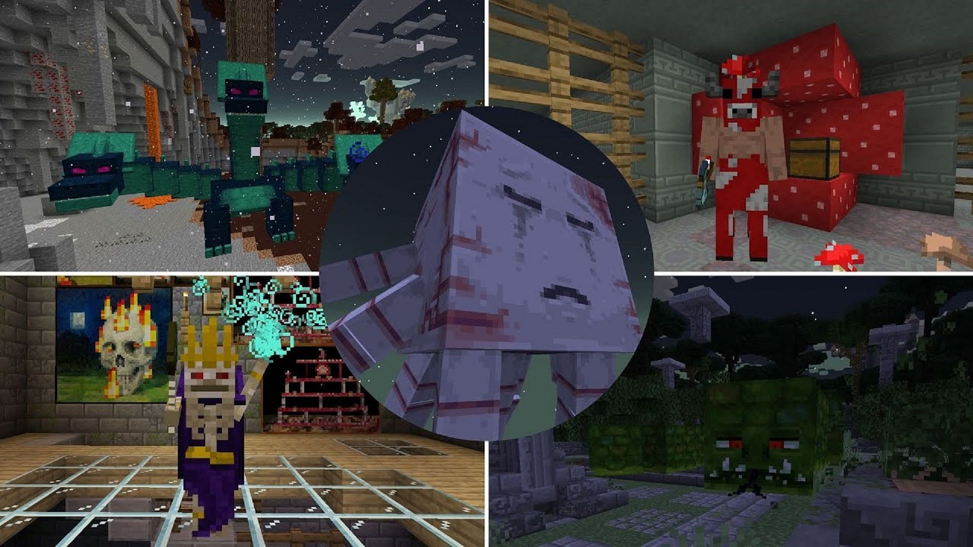 Various bosses featured in Minecraft&#039;s Twilight Forest mod (Image via goeyweegee/YouTube)