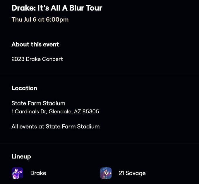 Drake Houston Tickets - 2024 It's All a Blur Tour