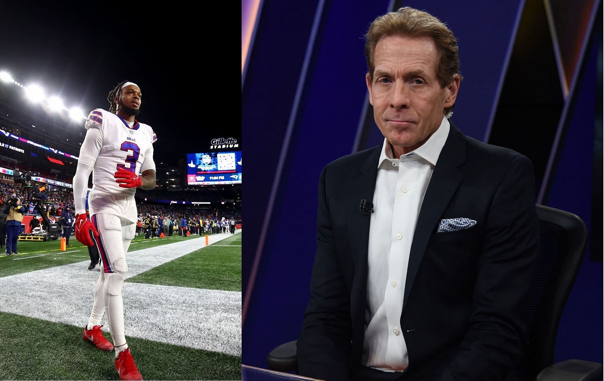 Damar Hamlin (L) and Skip Bayless (R)