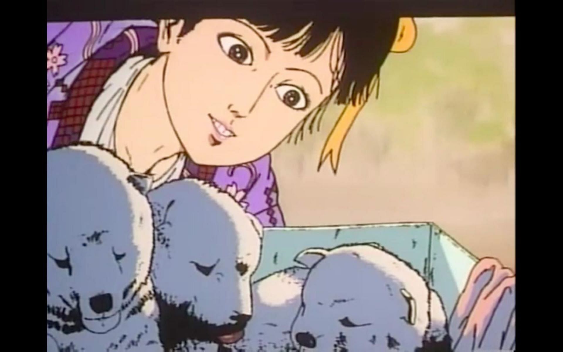 The titular Midori seeing some puppies (Image via Studio Mippei Eiga Kiryūkan)