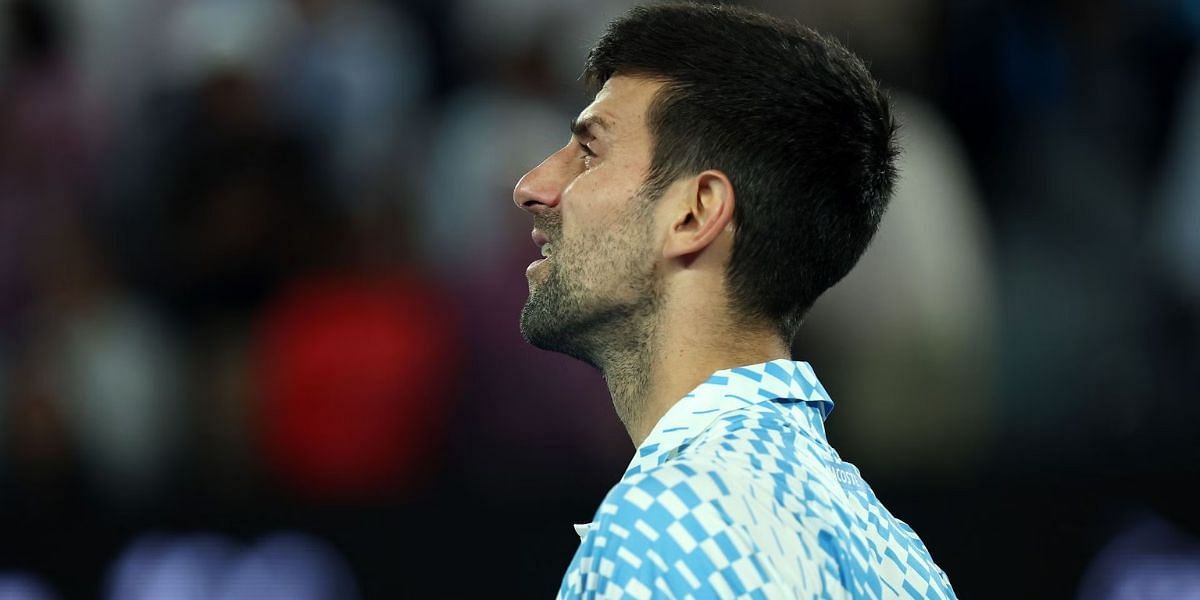 Novak Djokovic pictured at the 2023 Australian Open - Day 10