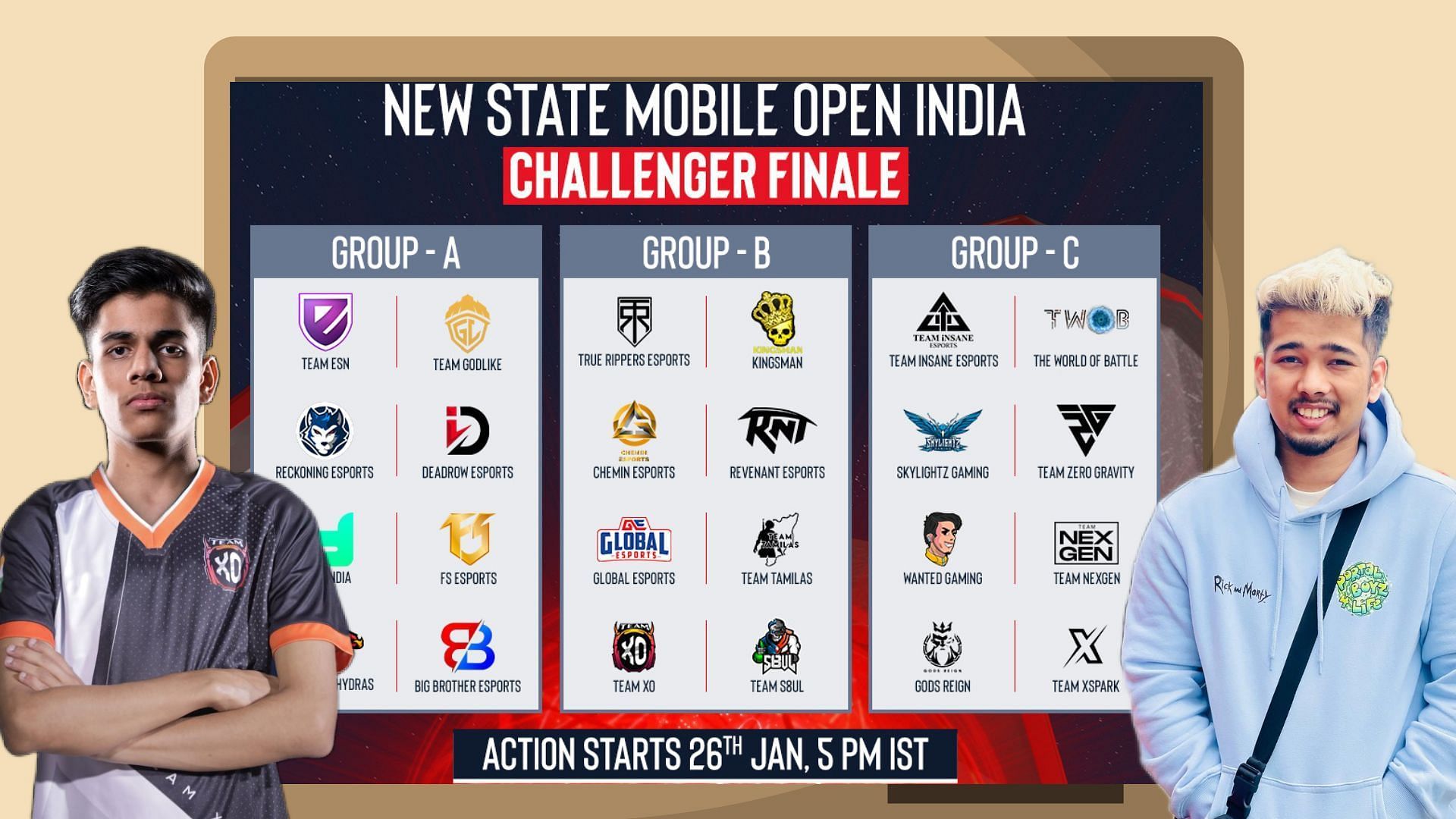 PUBG New State Challenger Finale features 24 teams (Image via Sportskeeda)