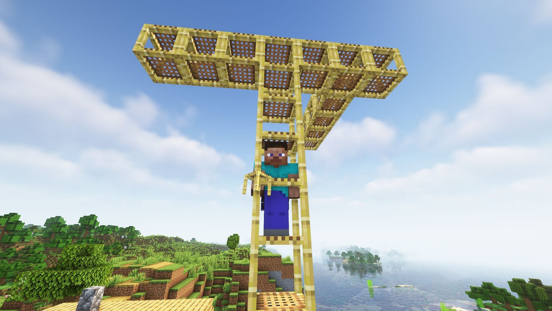 Scaffoldings in Minecraft (Image via Mojang)