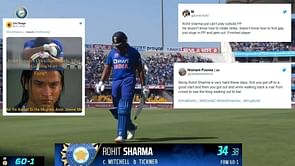 "Someone tell him he can play till the end" - Fans frustrated after Rohit Sharma fails to make the most of a solid start yet again