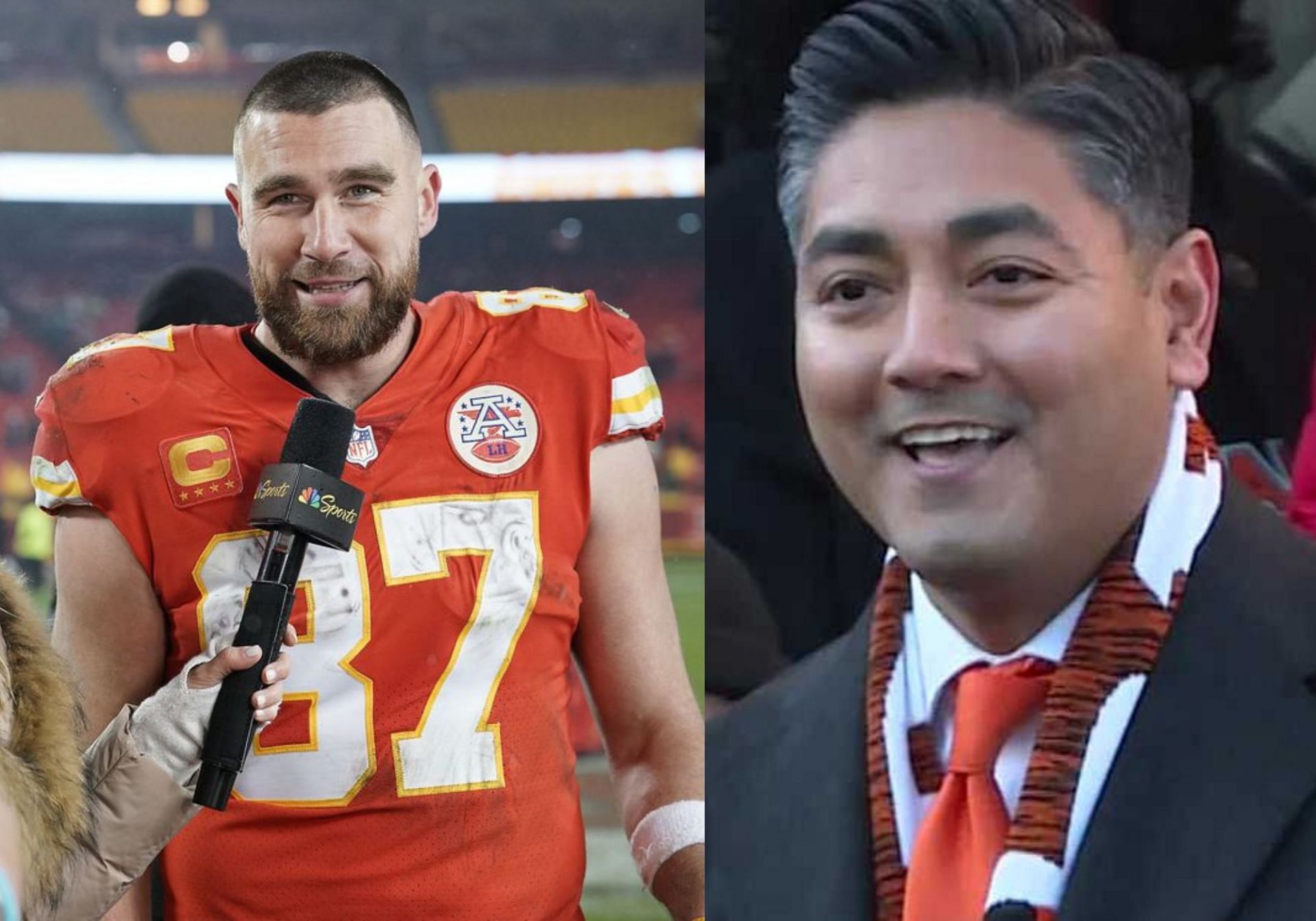 (L-to-R) Travis Kelce and Aftab Pureval