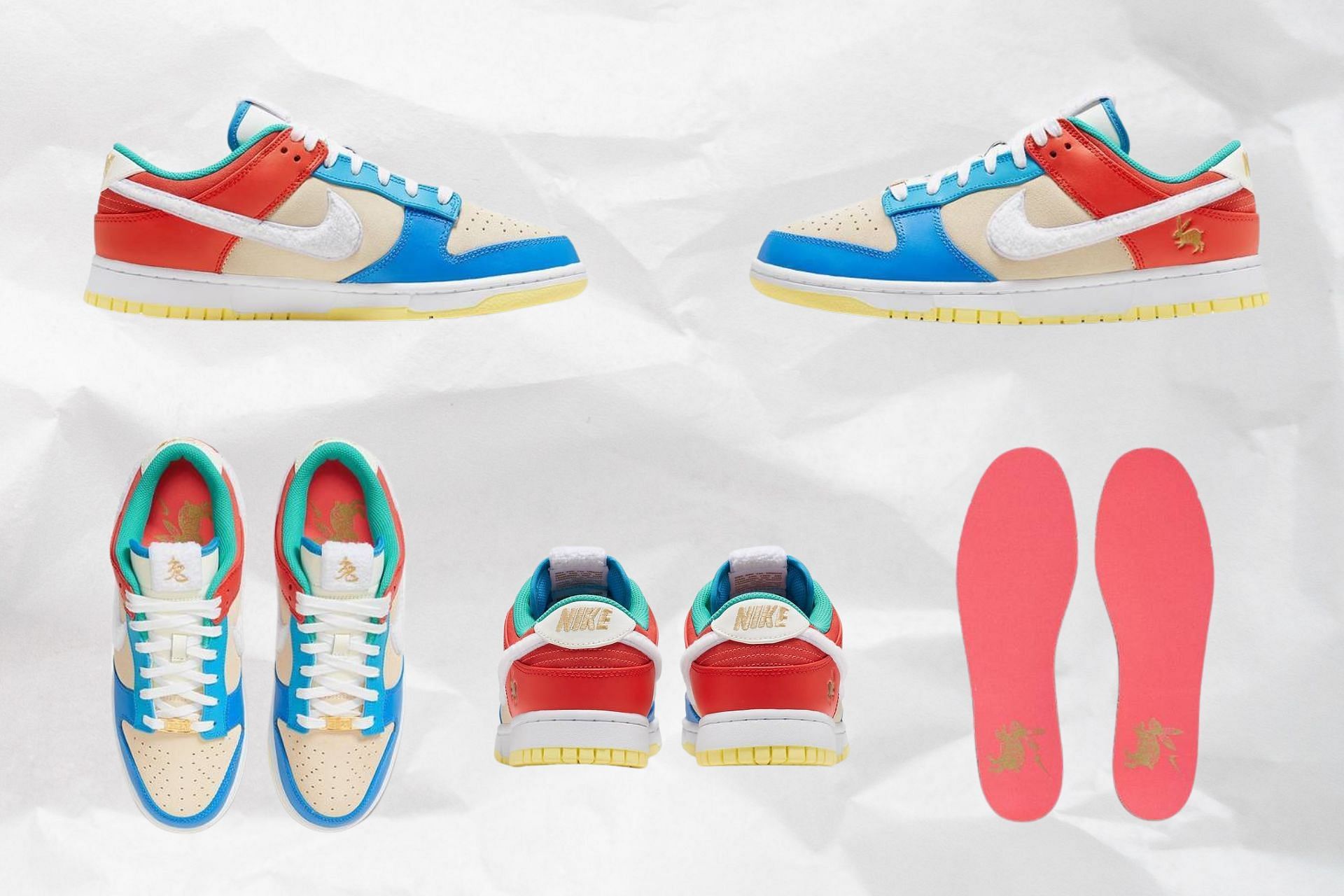 Here&#039;s a detailed look at the upcoming Nike Dunk Low Multi-color sneakers (Image via Sportskeeda)
