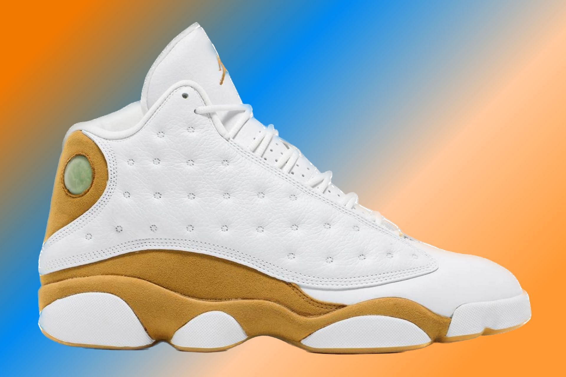 Here&#039;s a detailed look at the upcoming Air Jordan 13 Wheat shoes (Image via Sportskeeda)