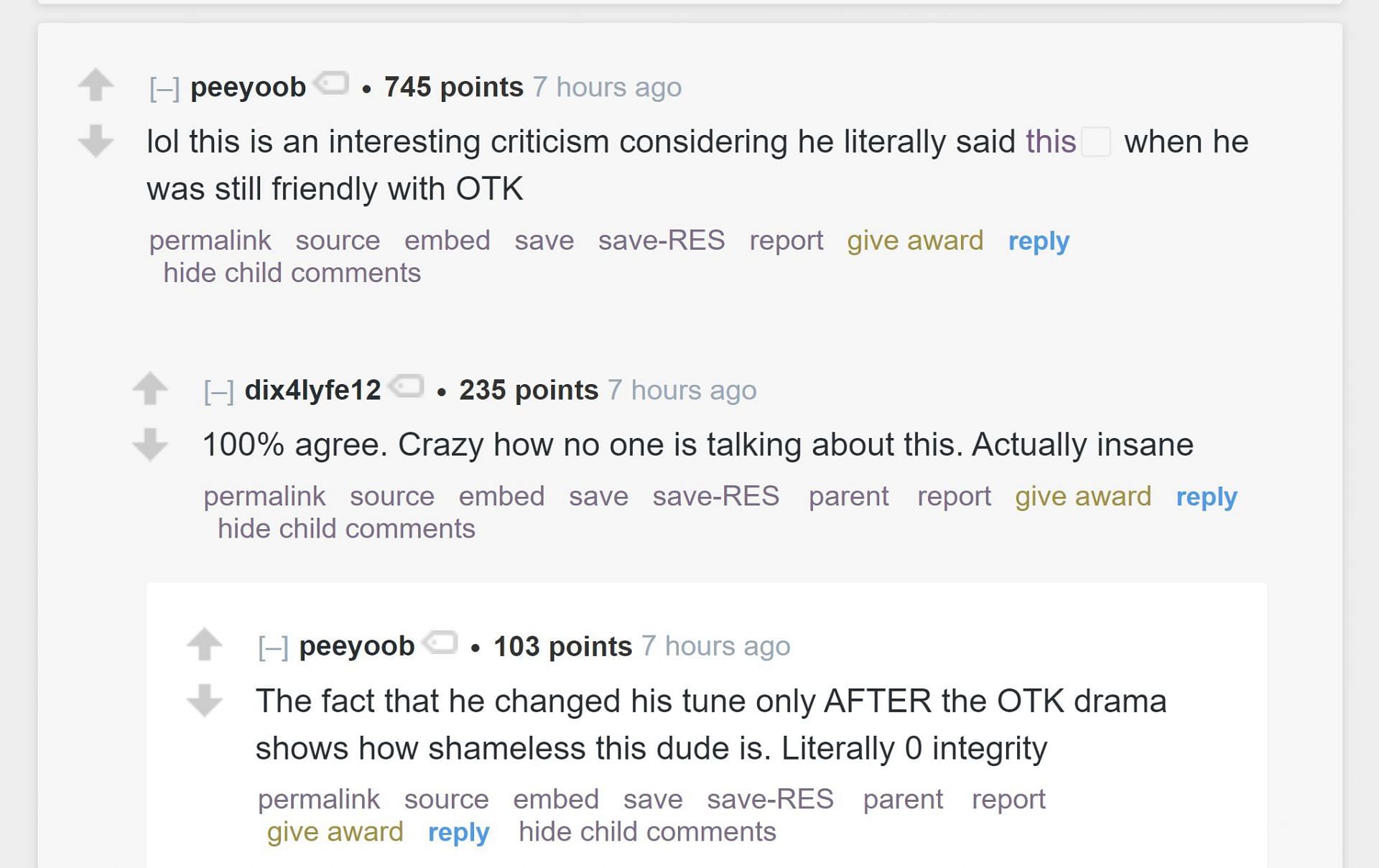 Fans on the streamer subreddit reacting to the clip 2/3 (Image via r/LivestreamFail)