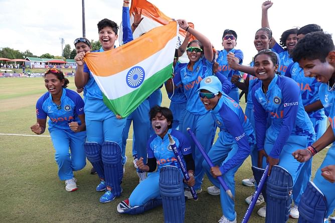 [Watch] Incredible scenes as Indian players celebrate after winning the ICC Under 19 Womens T20 World Cup 2023