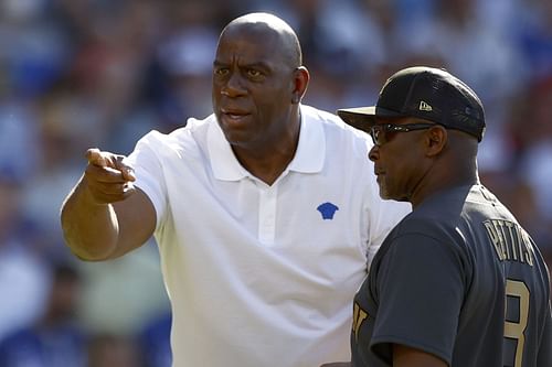 Magic Johnson at the 92nd MLB All-Star Game