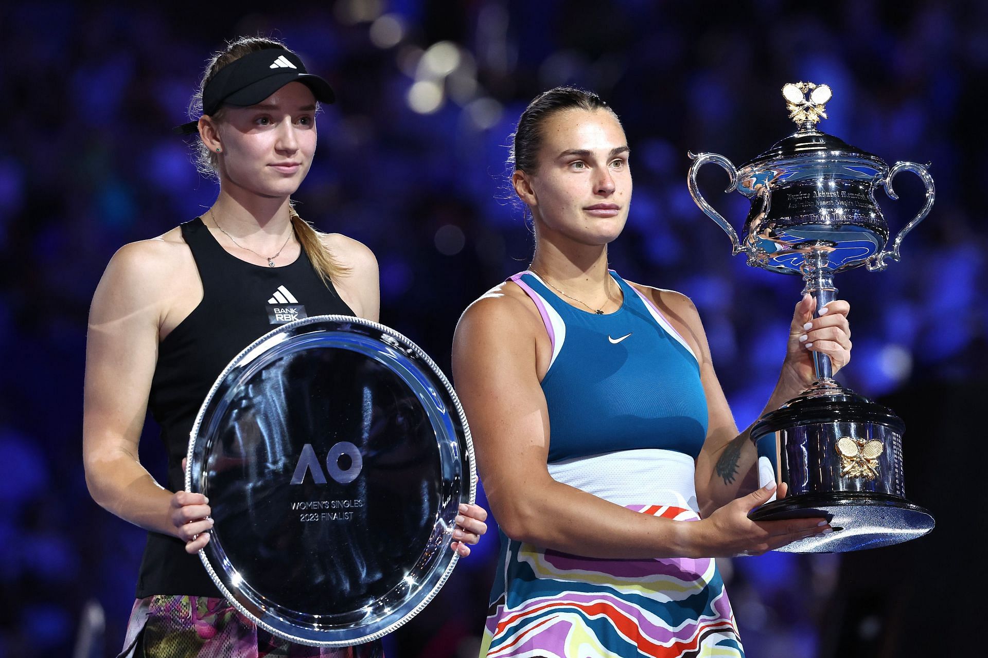 Elena Rybakina (left) lost to Sabalenka in three sets.