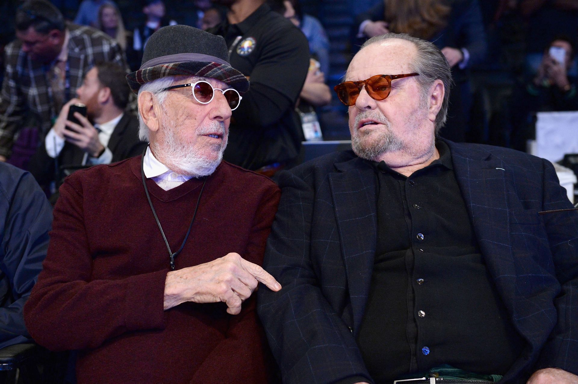 LOS ANGELES, CA - FEBRUARY 18: Lou Adler (L) and Jack Nicholson attend the NBA All-Star Game 2018 at Staples Center on February 18, 2018 in Los Angeles, California. (Photo by Kevork Djansezian/Getty Images)
