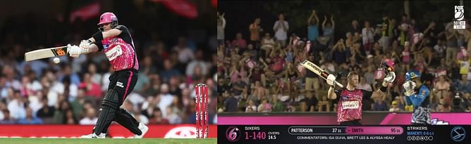 Watch: Steve Smith becomes the first men's centurion for Sydney Sixers after hitting a towering six