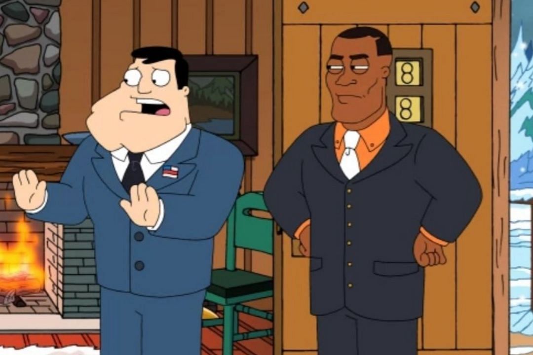 Hall of Fame TE Shannon Sharpe (r) on an episode of the show American dad