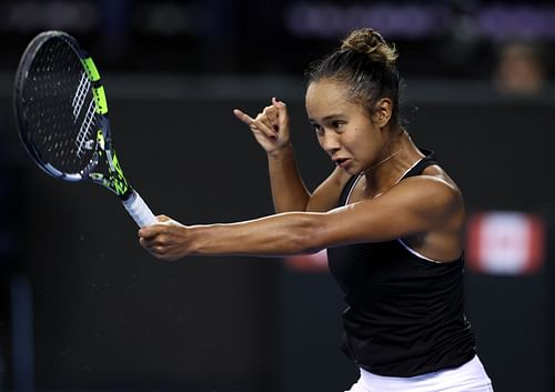 Fernandez in action at the Billie Jean King Cup Finals