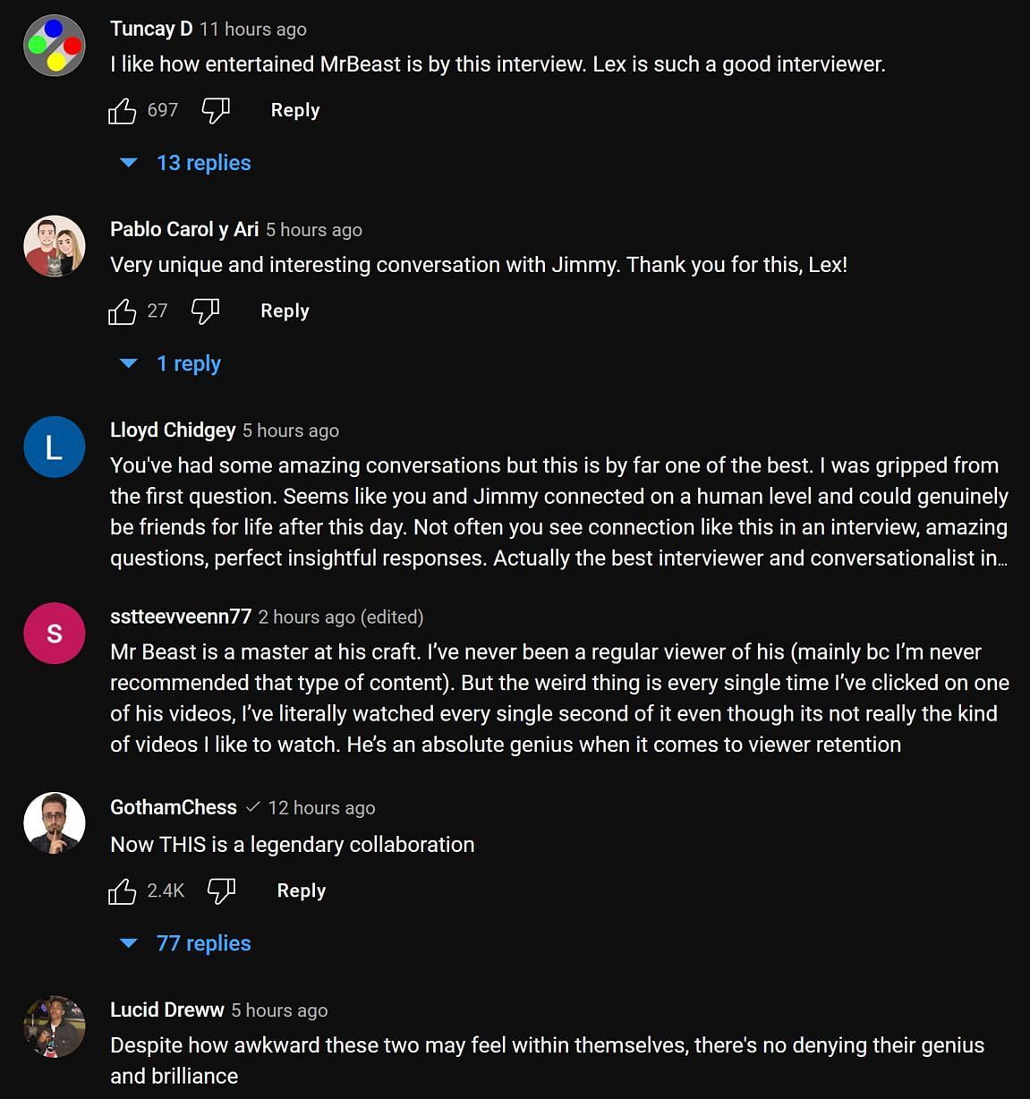 Fans provide their take on the Lex Fridman Podcast #351 (Image via Lex Fridman/YouTube)